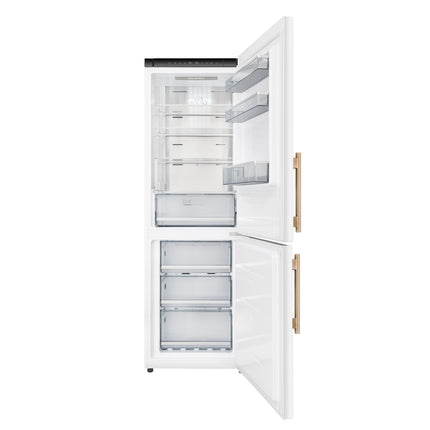 Custodia 24" Bottom Freezer, 10.3 cf., Right Swing, Total No frost, White, Antique Brass handles FORNO