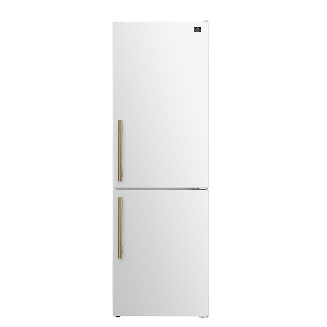 Custodia 24" Bottom Freezer, 10.3 cf., Right Swing, Total No frost, White, Antique Brass handles FORNO