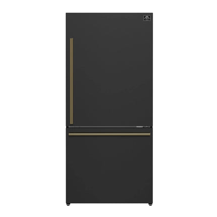 Forno Milano Espresso 31-Inch Bottom Freezer Refrigerator, Black, 17.2 cu.ft Capacity, Energy Efficient FORNO