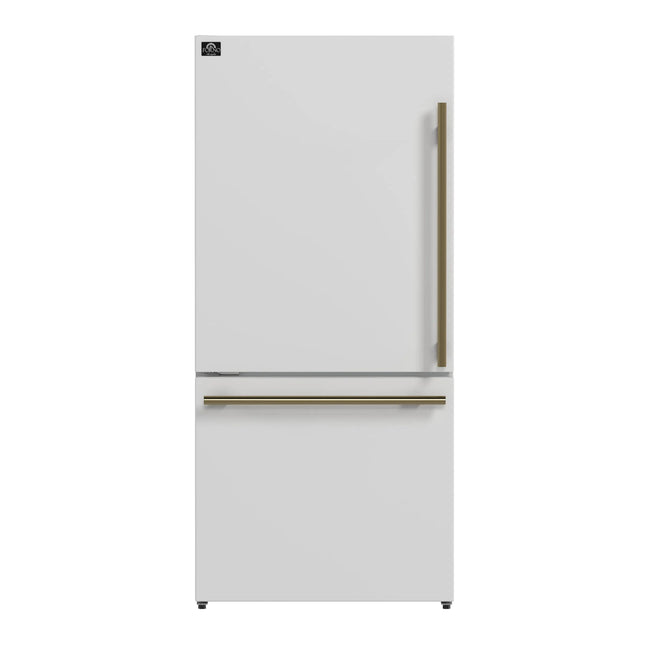 Forno Milano 2-Piece 62-Inch Freestanding Dual Bottom Freezer Refrigerator, White – 34.4 cu.ft, Touch Control, Ice Maker FORNO