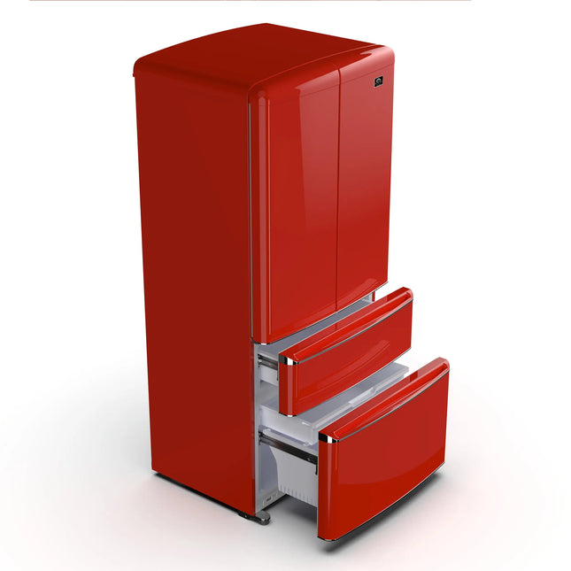 Forno Luigi 33-Inch French Door Refrigerator, 18 cu.ft, Red Finish, Handle-Free Design, ENERGY STAR Certified FORNO
