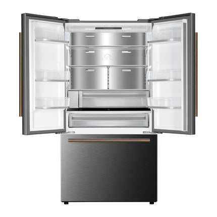 Fiorano 36" French Door Refrigerator in Black, 20.2 cf., Ice Maker, Water dispenser, Total No Frost FORNO