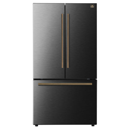 Fiorano 36" French Door Refrigerator in Black, 20.2 cf., Ice Maker, Water dispenser, Total No Frost FORNO
