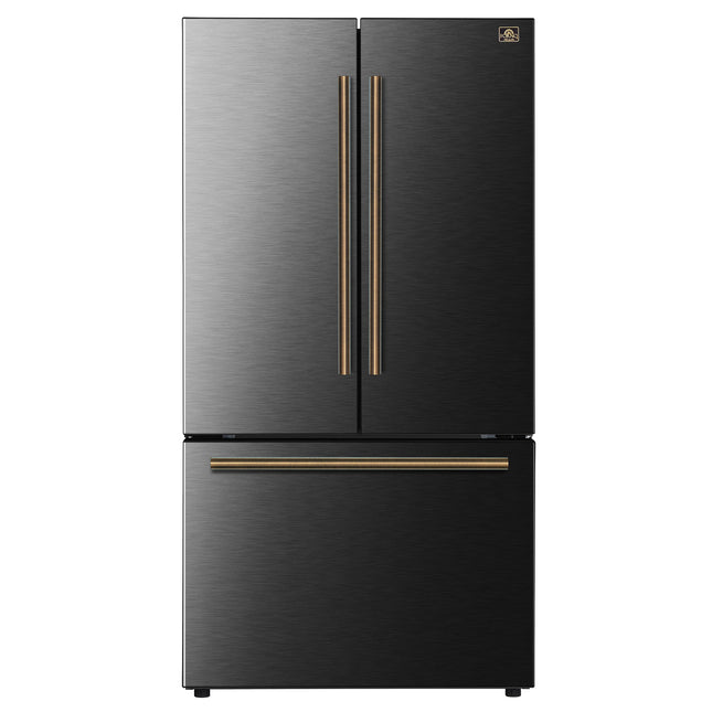 Fiorano 36" French Door Refrigerator in Black, 20.2 cf., Ice Maker, Water dispenser, Total No Frost FORNO