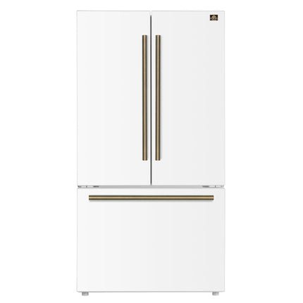 Fiorano 36" French Door Refrigerator in White, 20.2 cf., Ice Maker, Water dispenser, Total No Frost FORNO
