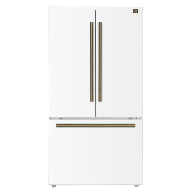 Fiorano 36" French Door Refrigerator in White, 20.2 cf., Ice Maker, Water dispenser, Total No Frost FORNO