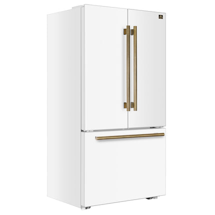 Fiorano 36" French Door Refrigerator in White, 20.2 cf., Ice Maker, Water dispenser, Total No Frost FORNO