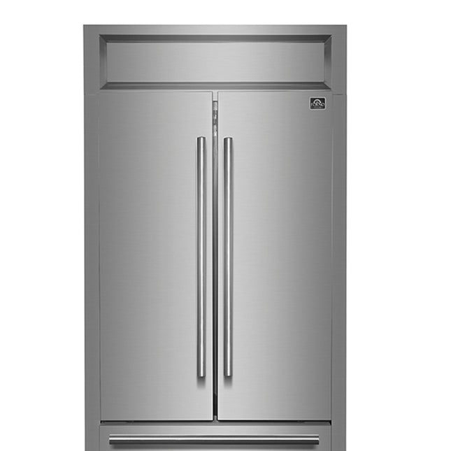 Forno Gallipoli 30-Inch French Door Refrigerator, 17.5 cu.ft Capacity, Modern Decorative Grill, 34-Inch Width, Stainless Steel, No Frost Technology, Energy Efficient FORNO