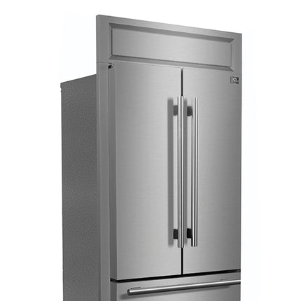 Forno Gallipoli 30-Inch French Door Refrigerator, 17.5 cu.ft Capacity, Modern Decorative Grill, 34-Inch Width, Stainless Steel, No Frost Technology, Energy Efficient FORNO