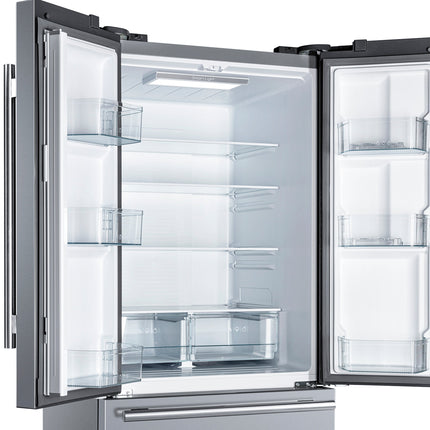 Forno Gallipoli 30-Inch French Door Refrigerator, 17.5 cu.ft Capacity, Modern Decorative Grill, 34-Inch Width, Stainless Steel, No Frost Technology, Energy Efficient FORNO