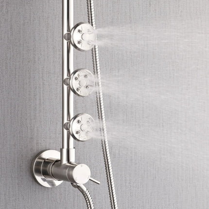 Forno Acqua AcquaSPA Retrofit Shower, Overhead Rainfall Shower, Handheld Shower Head, Body Jets, 6 Way Diverter, Brushed Nickel Finish, 1.8 GPM Flow Rate FORNO ACQUA