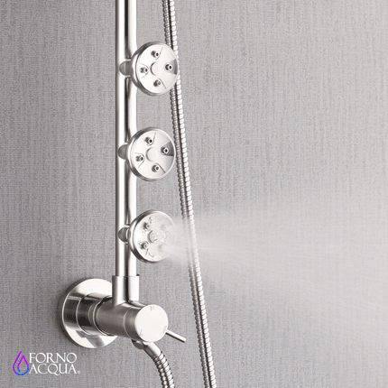 Forno Acqua AcquaSPA Retrofit Shower, Overhead Rainfall Shower, Handheld Shower Head, Body Jets, 6 Way Diverter, Brushed Nickel Finish, 1.8 GPM Flow Rate FORNO ACQUA