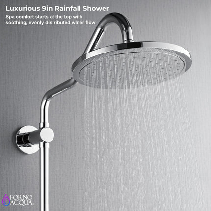 Forno Acqua AcquaSPA Retrofit Shower, Overhead Rainfall Shower, Handheld Shower Head, Body Jets, 6 Way Diverter, Polished Stainless Steel Finish, 2.5 GPM Flow Rate FORNO ACQUA