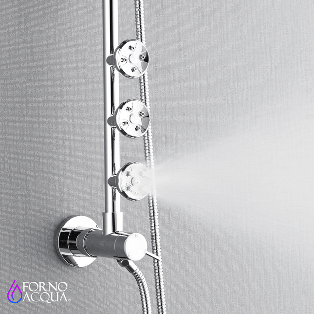 Forno Acqua AcquaSPA Retrofit Shower, Overhead Rainfall Shower, Handheld Shower Head, Body Jets, 6 Way Diverter, Polished Stainless Steel Finish, 2.5 GPM Flow Rate FORNO ACQUA