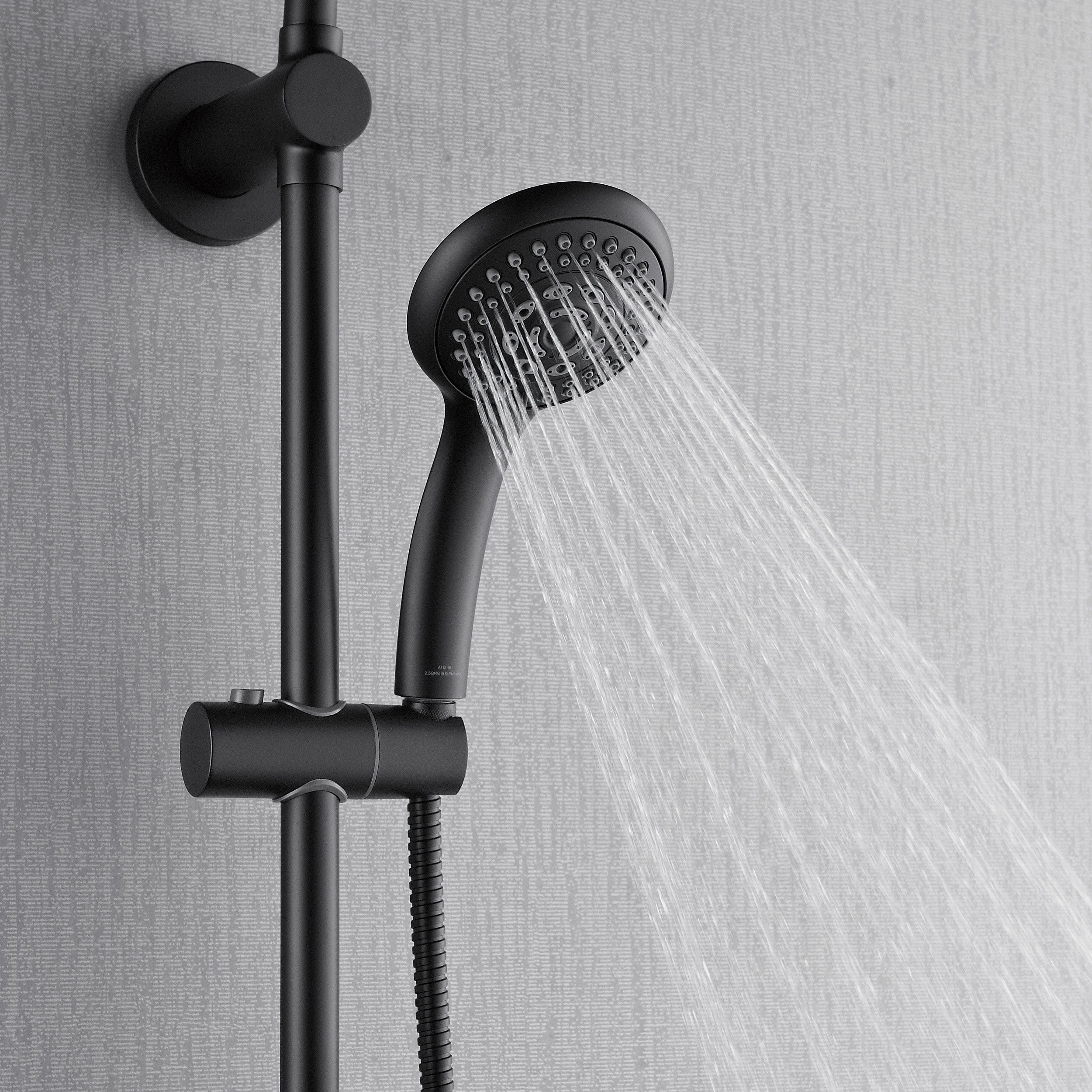 Forno Acqua AcquaSPA Retrofit Shower, Overhead Rainfall, 8 Inch Shower Head, Handheld Shower Head, Body Jets, 6 Way Diverter, Matte Black Finish, 2.5 GPM Flow Rate