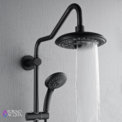 Forno Acqua AcquaSPA Retrofit Shower, Overhead Rainfall, 8 Inch Shower Head, Handheld Shower Head, Body Jets, 6 Way Diverter, Matte Black Finish, 1.8 GPM Flow Rate FORNO ACQUA