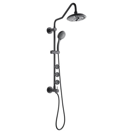 Forno Acqua AcquaSPA Retrofit Shower, Overhead Rainfall, 8 Inch Shower Head, Handheld Shower Head, Body Jets, 6 Way Diverter, Matte Black Finish, 1.8 GPM Flow Rate FORNO ACQUA