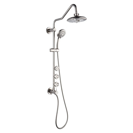Forno Acqua AcquaSPA Retrofit Shower, Overhead Rainfall, 8 Inch Shower Head, Handheld Shower Head, Body Jets, 6 Way Diverter, Brushed Nickel Finish, 2.5 GPM Flow Rate FORNO ACQUA