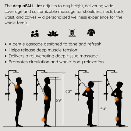 Forno Acqua AcquaFALL Shower, Polished Stainless Steel Finish, Overhead Rainfall Shower, Handheld Shower Head, Body Jets, 1.8 GPM Flow Rate FORNO ACQUA