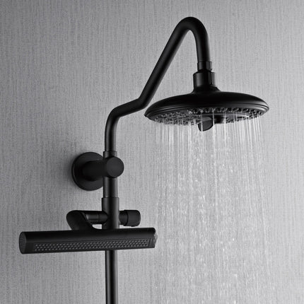 Forno Acqua AcquaFALL Shower, Matte Black Finish, Overhead Rainfall Shower, 7 Way Diverter, Handheld Shower Head, Body Jets, 2.5 GPM Flow Rate FORNO ACQUA