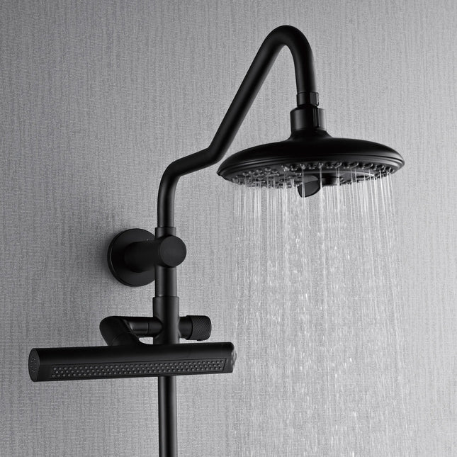 Forno Acqua AcquaFALL Shower, Matte Black Finish, Overhead Rainfall Shower, 7 Way Diverter, Handheld Shower Head, Body Jets, 2.5 GPM Flow Rate FORNO ACQUA