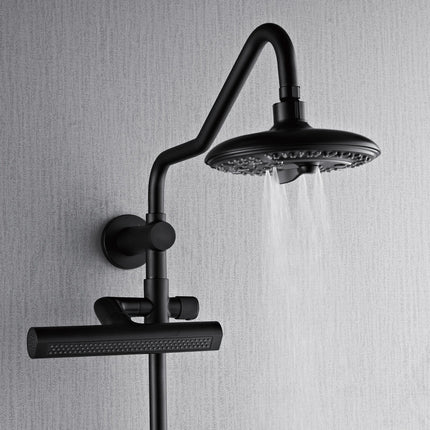 Forno Acqua AcquaFALL Shower, Matte Black Finish, Overhead Rainfall Shower, 7 Way Diverter, Handheld Shower Head, Body Jets, 2.5 GPM Flow Rate FORNO ACQUA