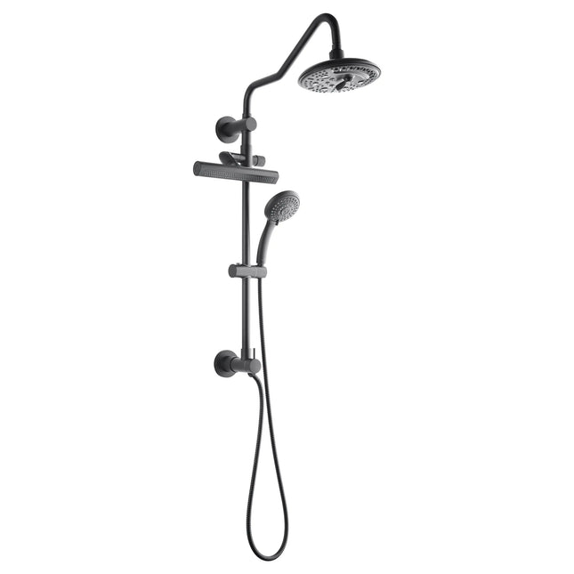 Forno Acqua AcquaFALL Shower, Matte Black Finish, Overhead Rainfall Shower, 7 Way Diverter, Handheld Shower Head, Body Jets, 2.5 GPM Flow Rate FORNO ACQUA