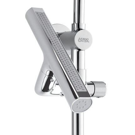 Forno Acqua AcquaFALL Shower, Polished Stainless Steel Finish, Overhead Rainfall Shower, 7 Way Diverter, Handheld Shower Head, Body Jets, 2.5 GPM Flow Rate FORNO ACQUA