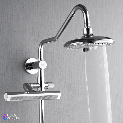 Forno Acqua AcquaFALL Shower, Polished Stainless Steel Finish, Overhead Rainfall Shower, 7 Way Diverter, Handheld Shower Head, Body Jets, 2.5 GPM Flow Rate FORNO ACQUA