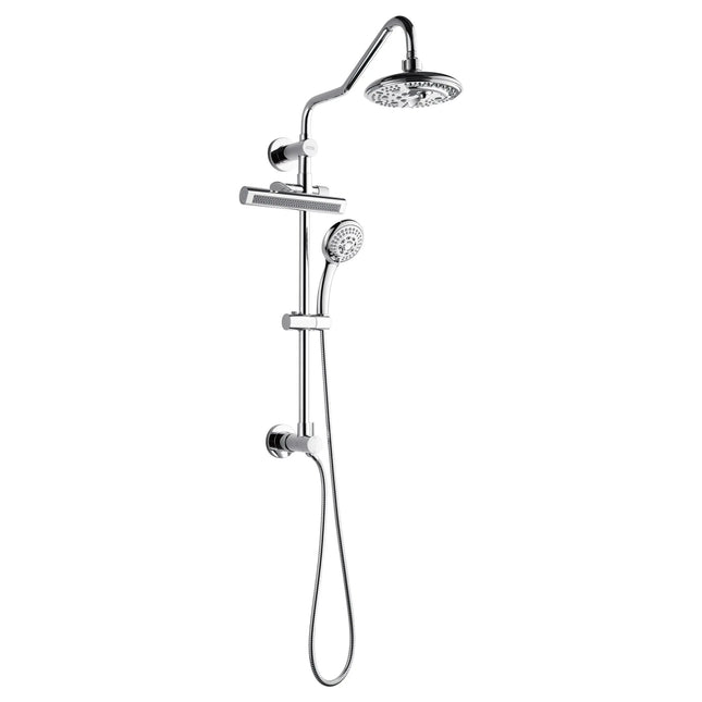 Forno Acqua AcquaFALL Shower, Polished Stainless Steel Finish, Overhead Rainfall Shower, 7 Way Diverter, Handheld Shower Head, Body Jets, 2.5 GPM Flow Rate FORNO ACQUA