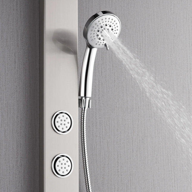 Forno Acqua AcquaSPA Shower Panel in Stainless Steel, Overhead Rainfall Shower, Handheld Shower Head, Body Jets, 1.8 GPM Flow Rate FORNO ACQUA