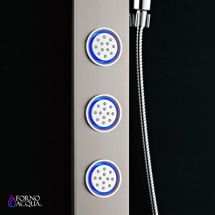 Forno Acqua AcquaSpa Shower Panel with SensoTemp, Stainless Steel, Overhead Rainfall Shower, Handheld Shower Head, Body Jets, 2.5 GPM Flow Rate FORNO ACQUA