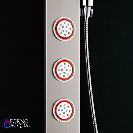 Forno Acqua AcquaSpa Shower Panel with SensoTemp, Stainless Steel, Overhead Rainfall Shower, Handheld Shower Head, Body Jets, 2.5 GPM Flow Rate FORNO ACQUA