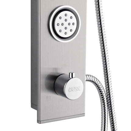 Forno Acqua AcquaSpa Shower Panel with SensoTemp, Stainless Steel, Overhead Rainfall Shower, Handheld Shower Head, Body Jets, 2.5 GPM Flow Rate FORNO ACQUA