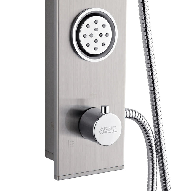 Forno Acqua AcquaSpa Shower Panel with SensoTemp, Stainless Steel, Overhead Rainfall Shower, Handheld Shower Head, Body Jets, 2.5 GPM Flow Rate FORNO ACQUA