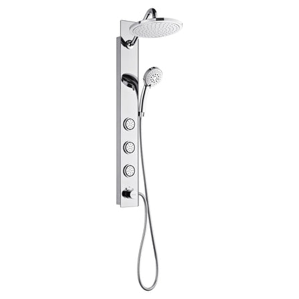 Forno Acqua AcquaSPA Shower Panel with SensoTEMP, Mirrored Stainless Steel Finish, Overhead Rainfall Shower, Handheld Shower Head, Body Jets, 2.5 GPM Flow Rate FORNO ACQUA