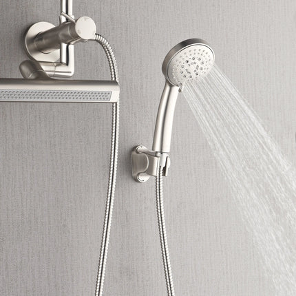 Forno Acqua AcquaFALL Mini Shower Head, Brushed Nickel Finish, Overhead Rainfall Shower, 7 Way Diverter, Handheld Shower Head, Body Jets, 2.5 GPM Flow Rate FORNO ACQUA