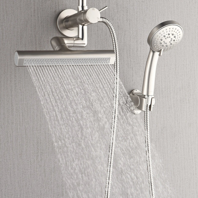 Forno Acqua AcquaFALL Mini Shower Head, Brushed Nickel Finish, Overhead Rainfall Shower, 7 Way Diverter, Handheld Shower Head, Body Jets, 2.5 GPM Flow Rate FORNO ACQUA