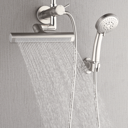 Forno Acqua AcquaFALL Mini Shower Head, Brushed Nickel Finish, Overhead Rainfall Shower, 7 Way Diverter, Handheld Shower Head, Body Jets, 2.5 GPM Flow Rate FORNO ACQUA