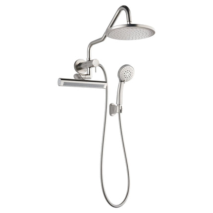 Forno Acqua AcquaFALL Mini Shower Head, Brushed Nickel Finish, Overhead Rainfall Shower, 7 Way Diverter, Handheld Shower Head, Body Jets, 2.5 GPM Flow Rate FORNO ACQUA