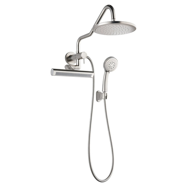 Forno Acqua AcquaFALL Mini Shower Head, Brushed Nickel Finish, Overhead Rainfall Shower, 7 Way Diverter, Handheld Shower Head, Body Jets, 2.5 GPM Flow Rate FORNO ACQUA