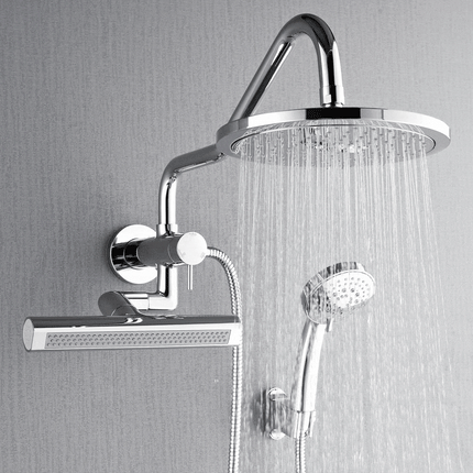 Forno Acqua AcquaFALL Mini Shower Head, Polished Stainless Steel Finish, Overhead Rainfall Shower, 7 Way Diverter, Handheld Shower Head, Body Jets, 1.8 GPM Flow Rate FORNO ACQUA