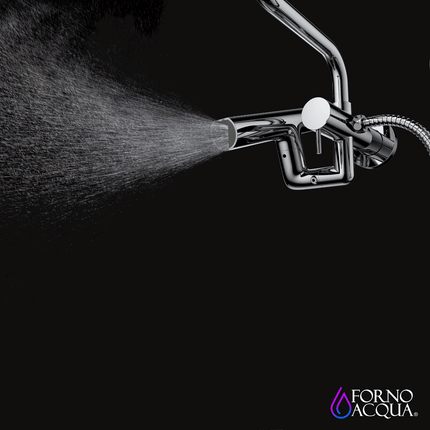 Forno Acqua AcquaFALL Mini Shower Head, Brushed Nickel Finish, Overhead Rainfall Shower, 7 Way Diverter, Handheld Shower Head, Body Jets, 2.5 GPM Flow Rate FORNO ACQUA