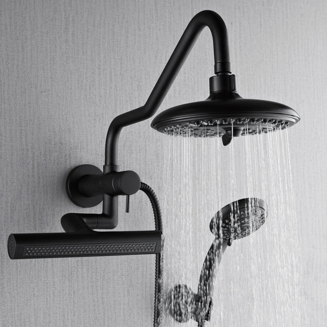 Forno Acqua AcquaFALL Mini 8 Inch Shower Head, Matte Black Finish, Overhead Rainfall Shower, Handheld Shower Head, Body Jets, 2.5 GPM Flow Rate FORNO ACQUA