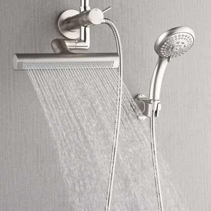 Forno Acqua AcquaFALL Mini 8 Inch Shower Head, Brushed Nickel Finish, Overhead Rainfall Shower, Handheld Shower Head, Body Jets, 1.8 GPM Flow Rate FORNO ACQUA