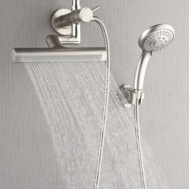 Forno Acqua AcquaFALL Mini 8 Inch Shower Head, Brushed Nickel Finish, Overhead Rainfall Shower, Handheld Shower Head, Body Jets, 1.8 GPM Flow Rate FORNO ACQUA