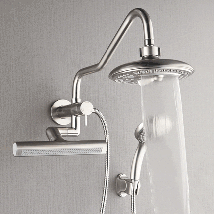 Forno Acqua AcquaFALL Mini 8 Inch Shower Head, Brushed Nickel Finish, Overhead Rainfall Shower, Handheld Shower Head, Body Jets, 1.8 GPM Flow Rate FORNO ACQUA