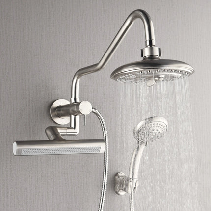 Forno Acqua AcquaFALL Mini 8 Inch Shower Head, Brushed Nickel Finish, Overhead Rainfall Shower, Handheld Shower Head, Body Jets, 1.8 GPM Flow Rate FORNO ACQUA