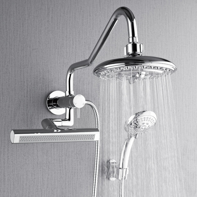 Forno Acqua AcquaFALL Mini 8 Inch Shower Head, Polished Stainless Steel Finish, Overhead Rainfall Shower, Handheld Shower Head, Body Jets, 1.8 GPM Flow Rate FORNO ACQUA
