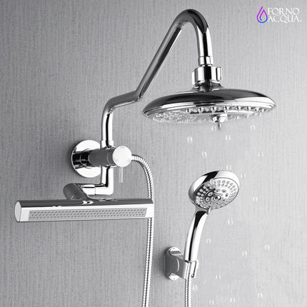 Forno Acqua AcquaFALL Mini 8 Inch Shower Head, Polished Stainless Steel Finish, Overhead Rainfall Shower, Handheld Shower Head, Body Jets, 1.8 GPM Flow Rate FORNO ACQUA
